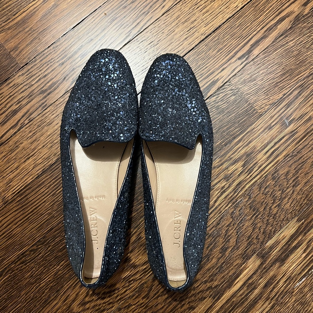 J. Crew Women's Navy Glitter Flats